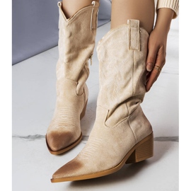 PA1 Stivali texani in finta pelle scamosciata beige di Routhier 1