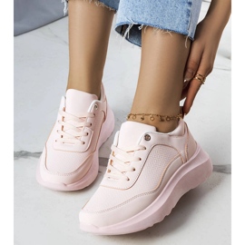 Sneakers rosa su suola Panetier alla moda 1