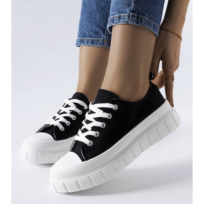 Sneakers nere con plateau Bellemare nero 1