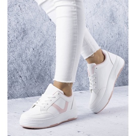 BM Sneakers con plateau bianche e rosa di Trépani bianco 1