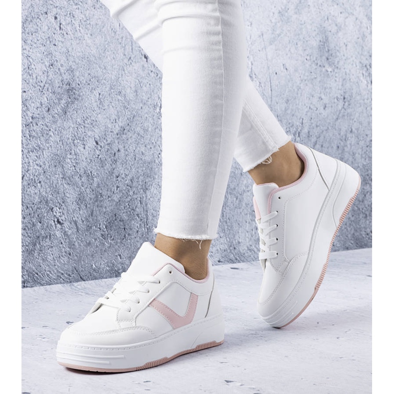BM Sneakers con plateau bianche e rosa di Trépani bianco 1