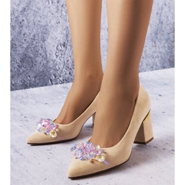 BM Décolleté cammile beige decorate con cristalli 1