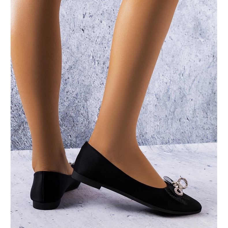 Ballerine nere con fiocco e strass di LaGarde nero 1