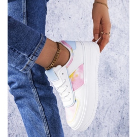 Scarpe con zeppa bianche e blu di Heloise bianca 1