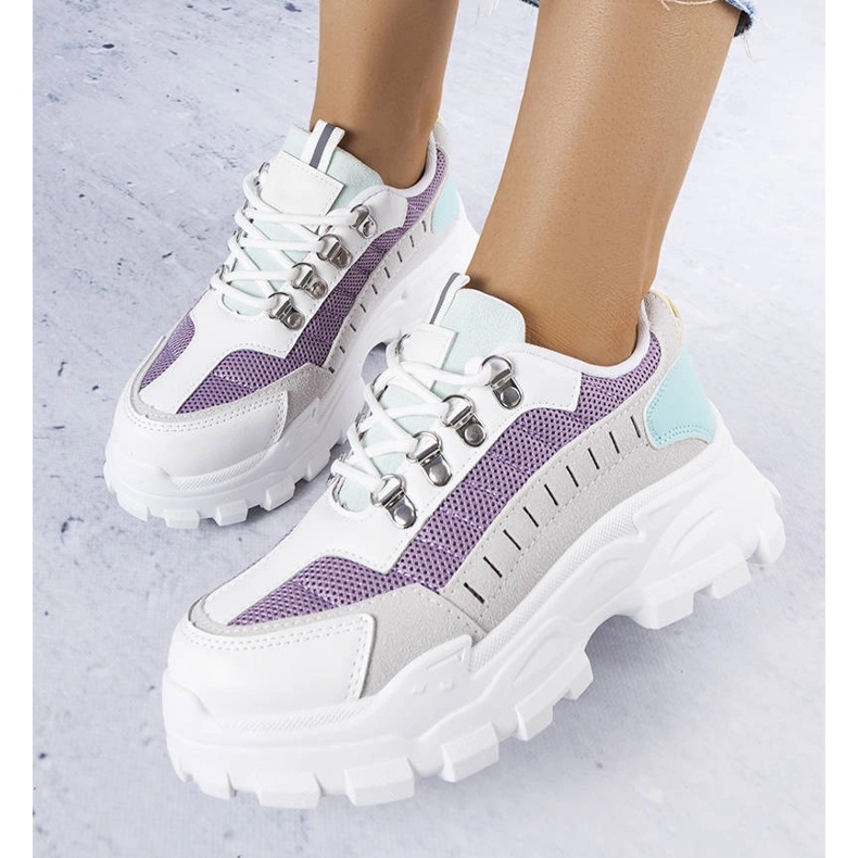 Chunky sneakers da donna grigie bianco 1