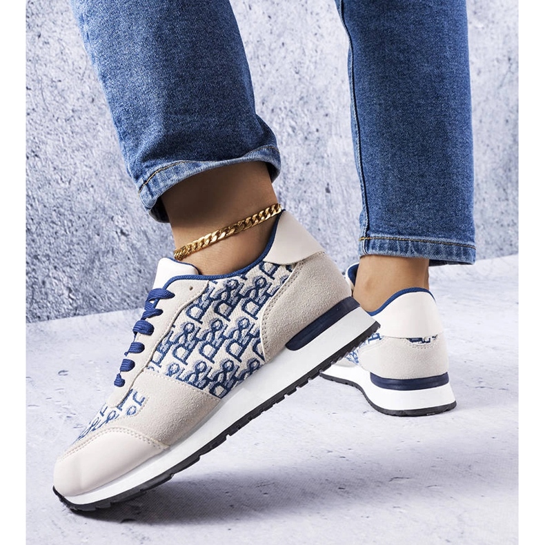 Sneakers grigie e blu con stampa Arcouet 1