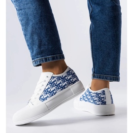 Sneakers bianche con motivo Marquis blu bianco 1
