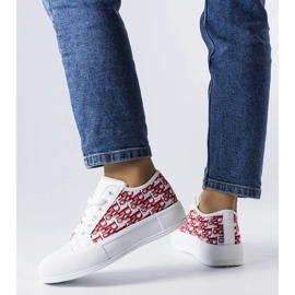 Sneakers bianche con motivo Marquis rosso bianco 1