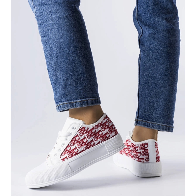 Sneakers bianche con motivo Marquis rosso bianca 1