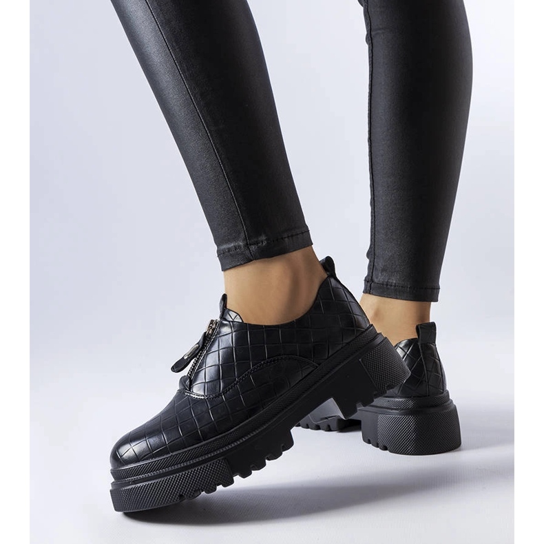 Scarpe francesine nere con goffratura di Travers nero 1