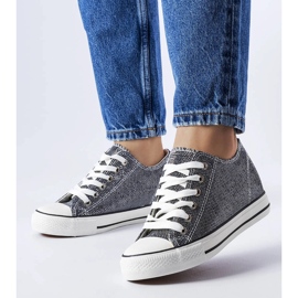 Sneaker con zeppa in broccato nero di Crete 1