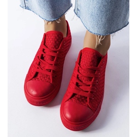 Sneakers rosse in tessuto intrecciato di Thibodeau rosso 1