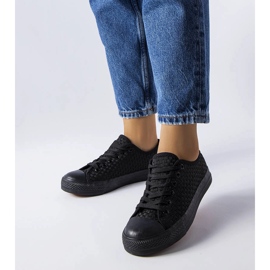 Sneakers nere in tessuto intrecciato di Thibodeau nero 1