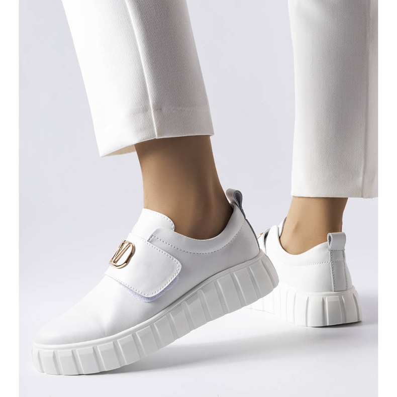 Sneaker Vinceza bianche con velcro bianca 1