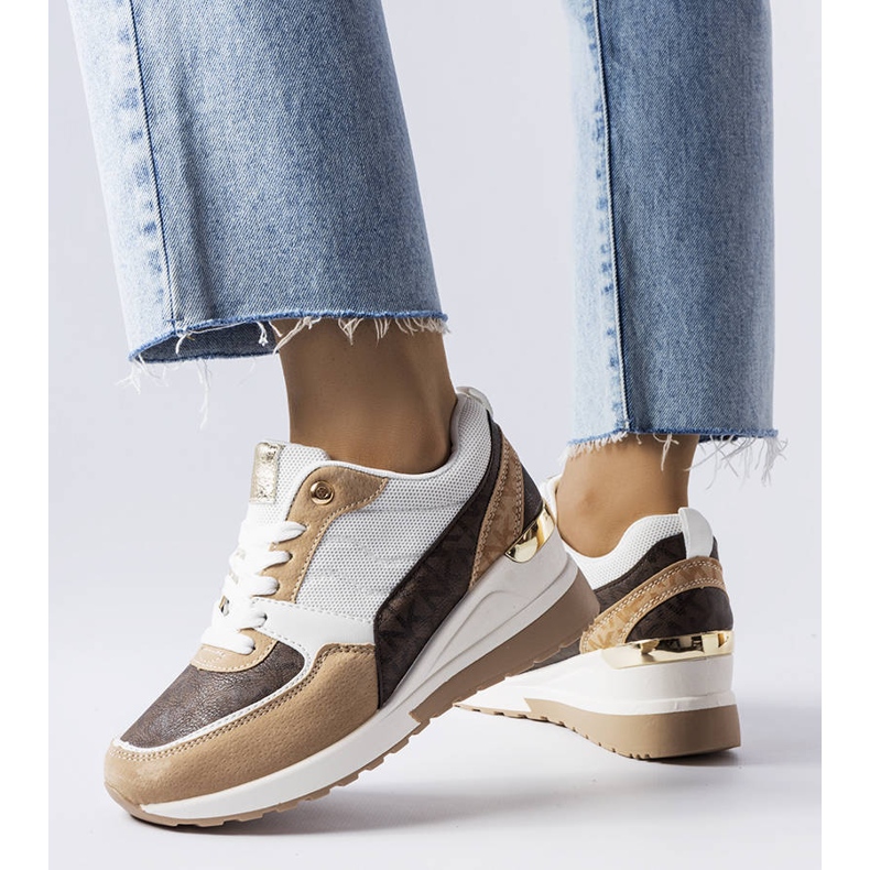 Sneaker con zeppa bianche e marroni di Fongemie bianco 1