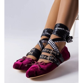 Ballerine bordeaux allacciate con fibbia Boutot rosso 1