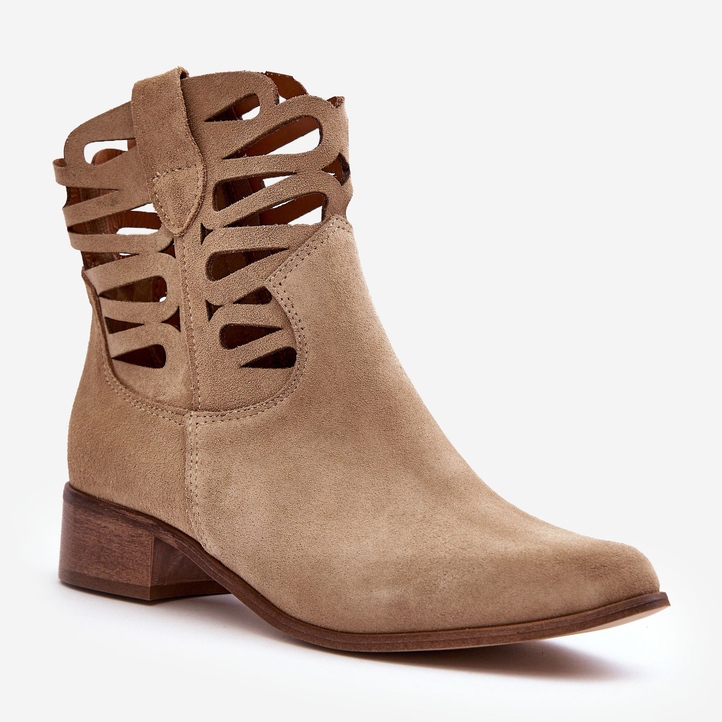 Lewski Shoes Stivali in pelle da donna traforati Beige Lewski 3329 1