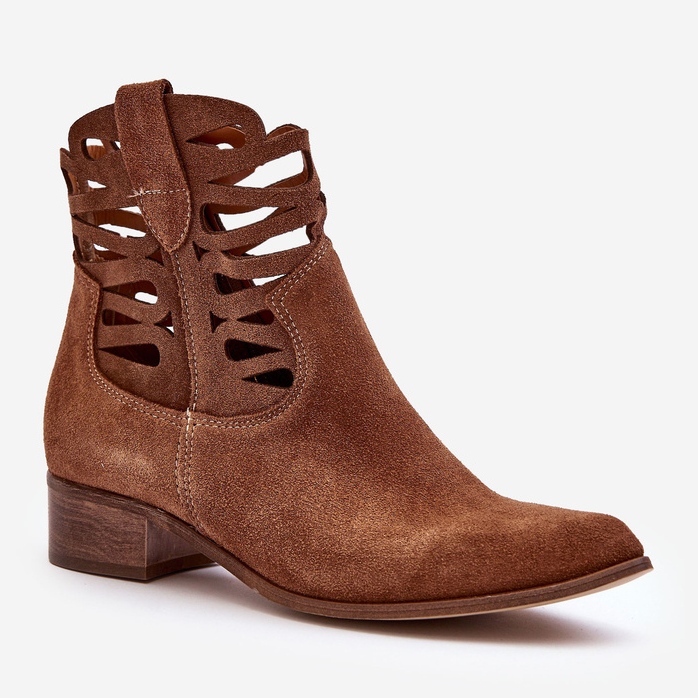 Lewski Shoes Stivali in Pelle da Donna Traforati Marrone Lewski 3329 1