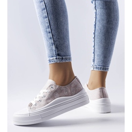 Sneakers con plateau di colore grigio di Bélair 1