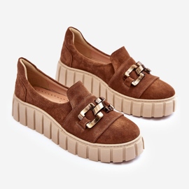 Lewski Shoes Scarpe Da Donna In Pelle Scamosciata Con Plateau Con Decorazione, Marrone Lewski 3398 2