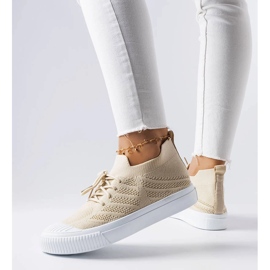 Sneakers beige realizzate in tessuto elasticizzato di Polaire 1