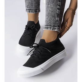 Sneakers nere realizzate in tessuto elasticizzato di Polaire nero 1
