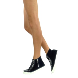 Sneakers alla caviglia in velluto blu navy 1