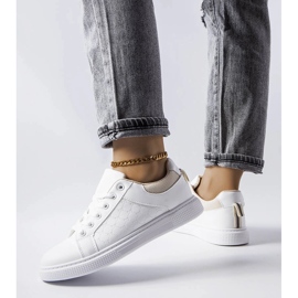 Sneakers bianche e beige con goffratura di Dreux bianco 1