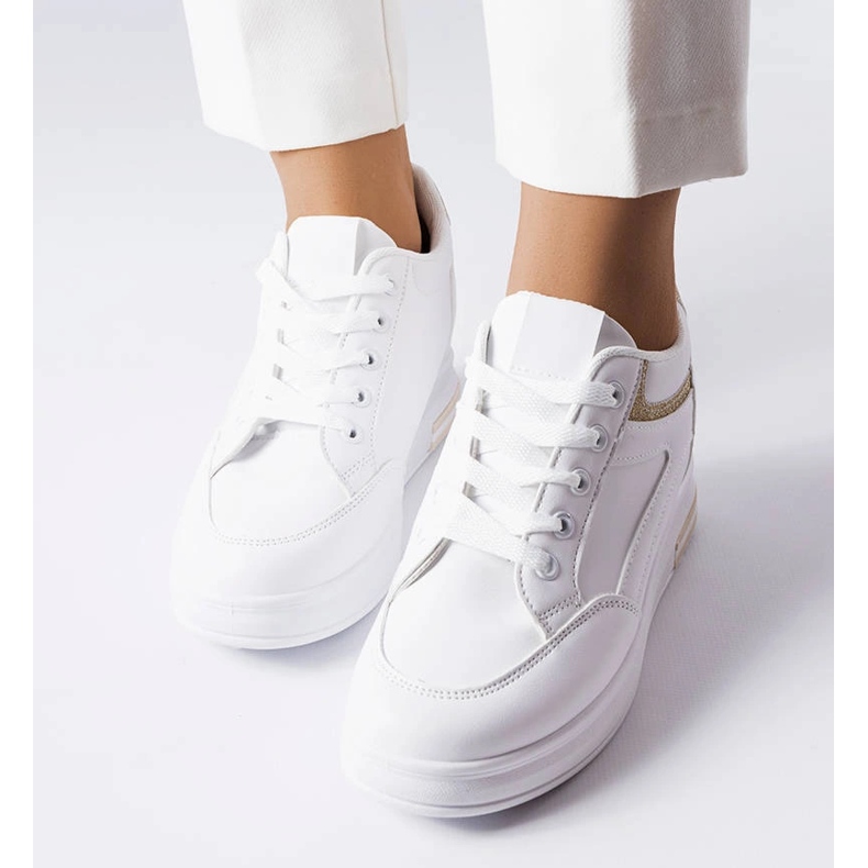 Sneakers bianche con inserti glitter di Bonevil bianco 1
