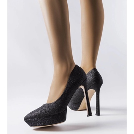Scarpe con tacco in broccato nero di Proulx 1