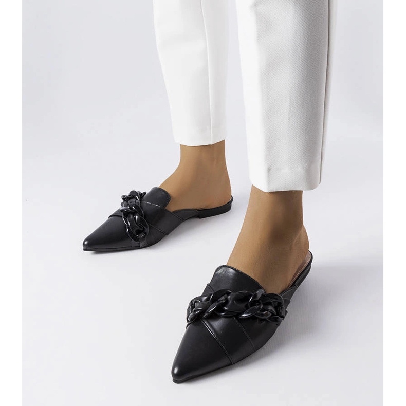 Sandali eleganti neri con catena di Patenaude nero 1