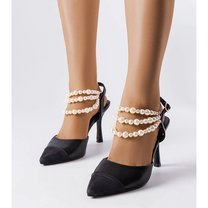Ridge tacchi con perline nere nero 1