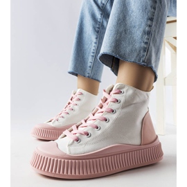 Sneaker Terri rosa con plateau bianca 1