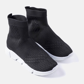 Sneakers nere con tomaia a calzino di Olot nero 1