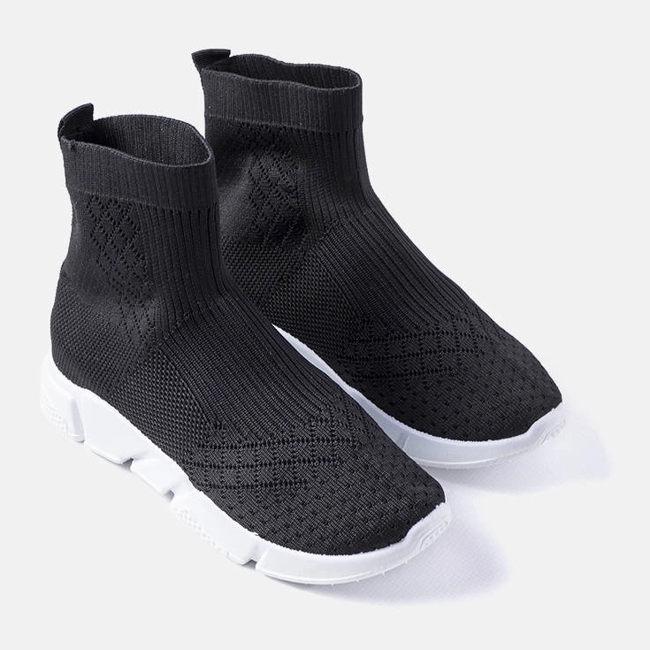 Sneakers nere con tomaia a calzino di Olot nero 1