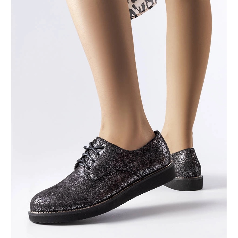 Scarpe in broccato glitter nero di Cemetery 1