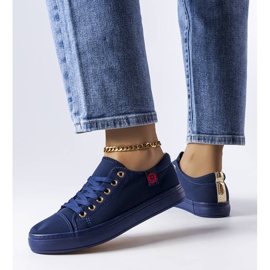 Sneaker in tessuto blu scuro di Descoteaux 1