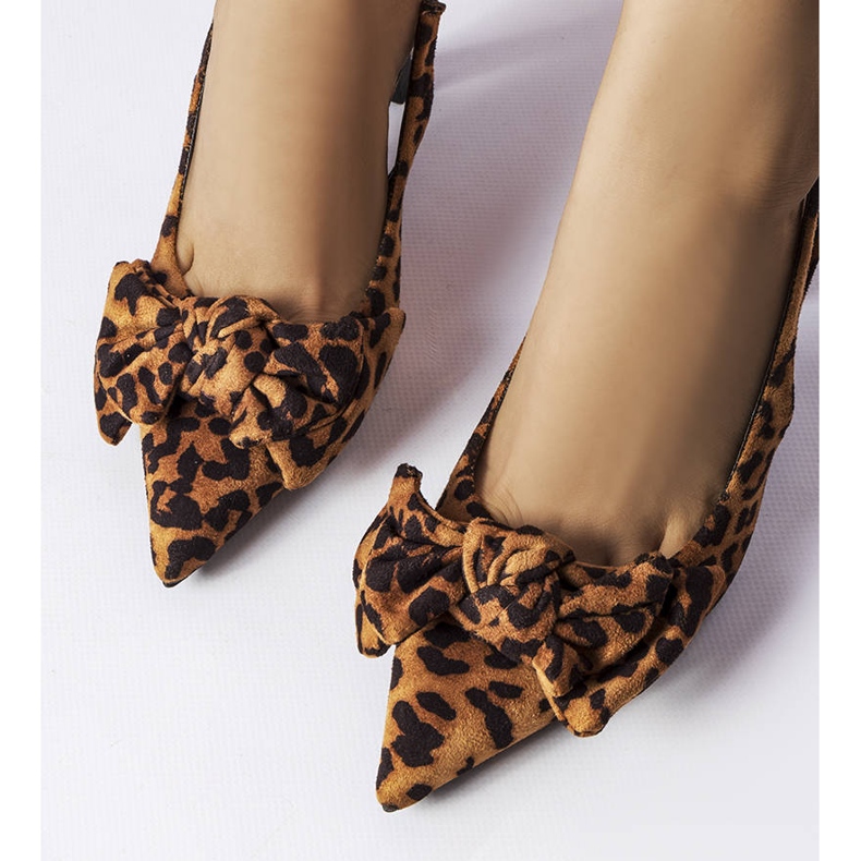 Tacchi leopardati con fiocco di Olengo marrone 1