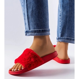 Ciabatte rosse con pelliccia di Raffaele rosso 1