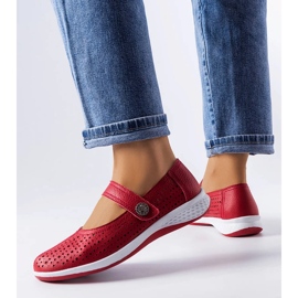 Ballerine rosse traforate in pelle naturale di Morgnano rosso 1