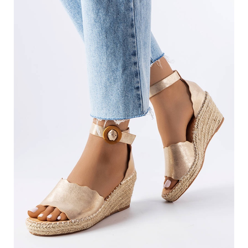 Evento Espadrillas con zeppa oro turchese d'oro 1