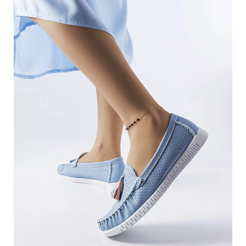 Mocassini Maryville in pelle blu 1