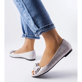 Ballerine grigio metallizzato con fiocco di Hawk 1