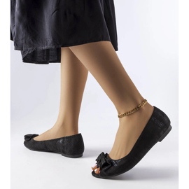 Ballerine nere metalliche con fiocco di Hawk nero 1