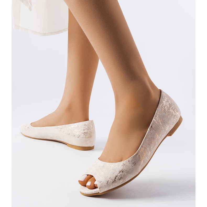 Ballerine open toe dorate di Lesage d'oro 1