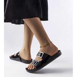 Ciabatte laccate nere con fibbie Norcross nero 1