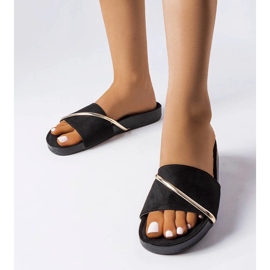 Infradito nere con applicazione Plainfield oro nero 1