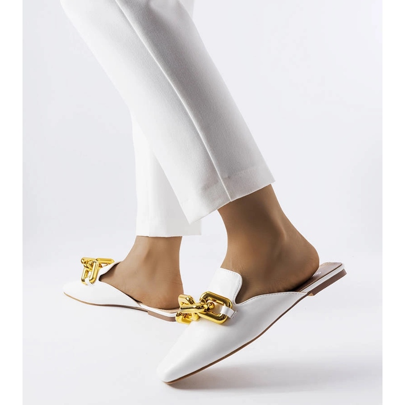 Ciabatte Hickory bianche con catena bianco 1