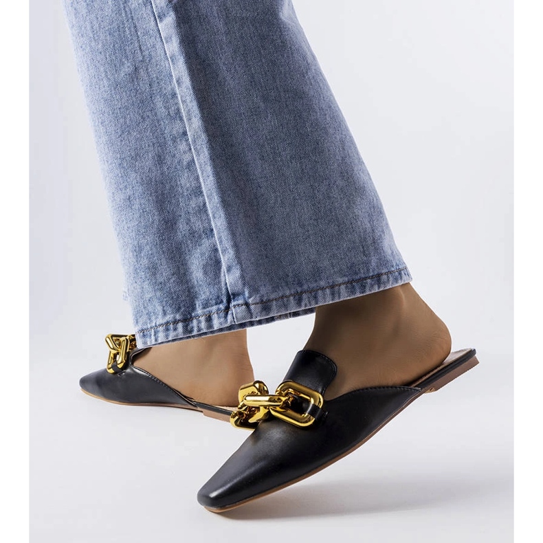 Ciabatte nere con catena Hickory nero 1