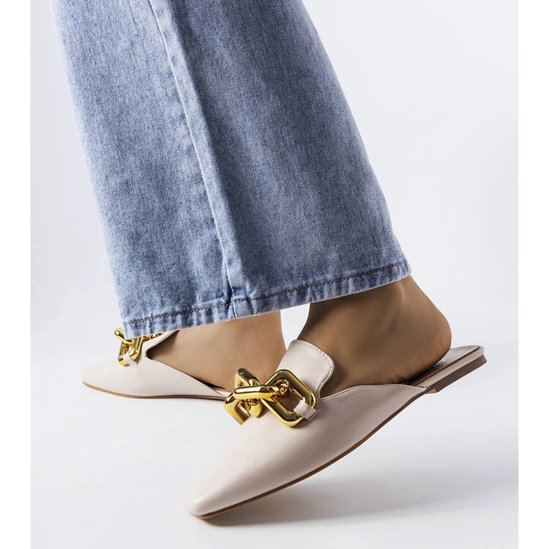 Ciabatte beige con catena Hickory 1